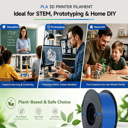 Kingroon PLA 3D Printer Filament, Dimensional Accuracy +/- 0.02 mm, 1 kg Spool(2.2lbs), 1.75 mm?Blue
