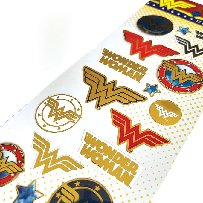 Playhouse DC Comics Wonder Woman Logos Shiny Foil Enamel Effect Sticker Sheet - 1 Pack