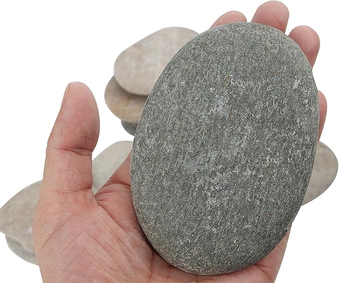 SHEUTSAN 9 PCS 3-4 Inch River Painting Rocks, Crafts Stones, Flat Rocks, Smooth Painting Stone for DIY Project, Hand Crafts