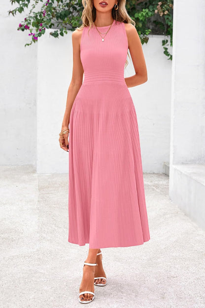 PRETTYGARDEN Spring Casual Dresses for Women 2026 Summer Business Work Midi Sleeveless A Line Pleated Cocktail Dress