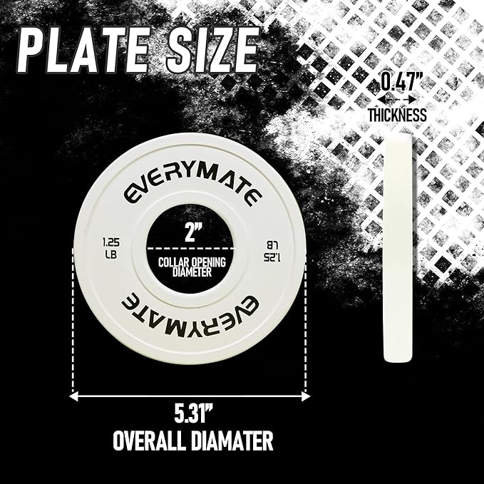 Change Weight Plates 1.25LB 2.5LB 5.LB Set Fractional Plate Olympic Bumper Plates for Cross Training Bumper Weight Plates Steel Insert Strength Training Weight Plates
