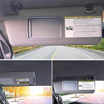 Dasbecan Left Driver Side Sun Visor Compatible with Toyota Tacoma 2005-2012 2013 2014 2015 74320-04181-B1 Gray Without Light