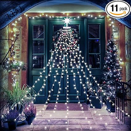 Christmas Decoration Star Lights Outdoor,317 LED 16.4Ft Christmas Tree Toppers String Lights8 Modes Waterproof for Halloween Xmas New Year Holiday Birthday