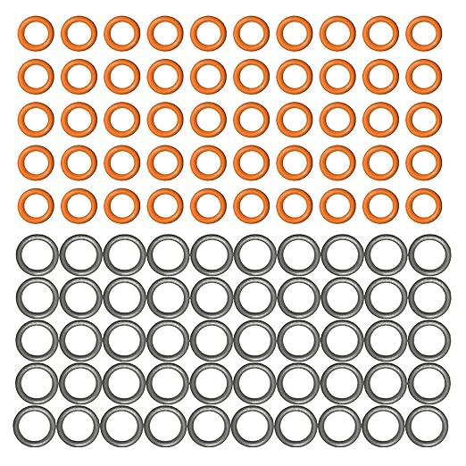1/4" 3/8'' Pressure Washer Quick Connect Colored O-Rings Kits Compatible with M22 Coupler (50+50) 100 Pack ?Orange+Grey?