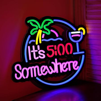 Ultrathin Its 5 00 O'clock Some Where Neon Sign Art Wall Lights for Bedroom Windows Glass Hotel Pub Cafe Wedding Birthday Party Gifts