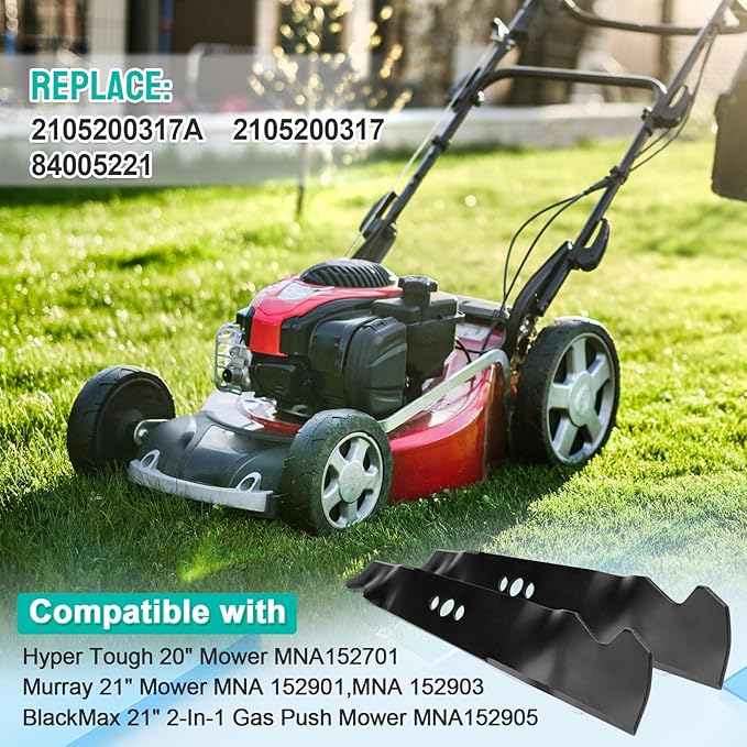2105200317A Mower Blade Compatible with Murray 21 inch Push Mower Blade, Daye, HyperTough Blackmax MNA152901 MNA152903 MNA152701 Push Lawnmower, Lawn Mulching Blade Replaces Parts 84005221 2105200317