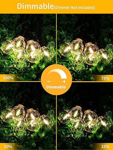 Yuusei String Lights for Outside 25 FT, Outdoor Lights for Patio with 12 1 Shatterproof LED Edison Bulbs, G40 Waterproof Connectable Hanging Lights for Backyard Bistro Party Balcony