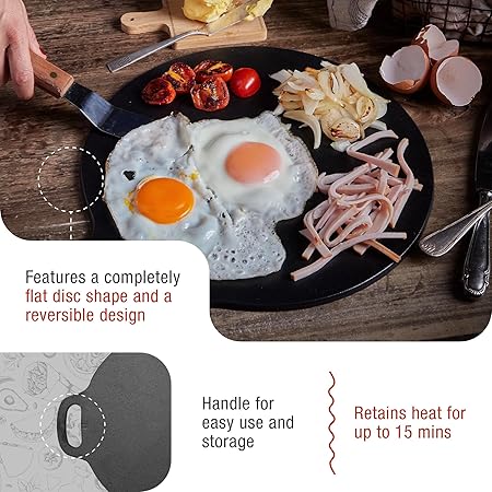 Victoria 15-Inch Cast Iron Tawa Dosa Pan, Pizza Pan with a Loop Handle, Crepe Pan Preseasoned with Flaxseed Oil, Made in Colombia