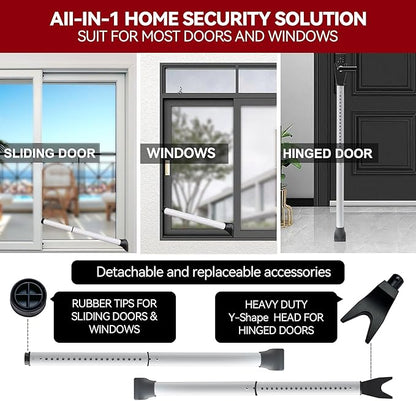 AceMining Upgraded Door Security Bar  Sliding Patio Bar, Heavy Duty Stoppers Adjustable Jammer for Home, Apartment, Travel (1 Pack,White)
