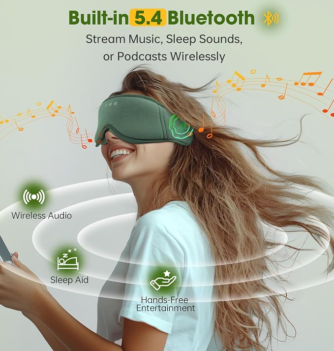 BambooCotton 3D Bluetooth Sleep Mask, LC-dolida 2025 New Sleep Headphones, Wireless Comfort, Sustainable Luxury for Better Sleep (Dark Blue)