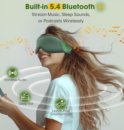 BambooCotton 3D Bluetooth Sleep Mask, LC-dolida 2025 New Sleep Headphones, Wireless Comfort, Sustainable Luxury for Better Sleep (Dark Blue)