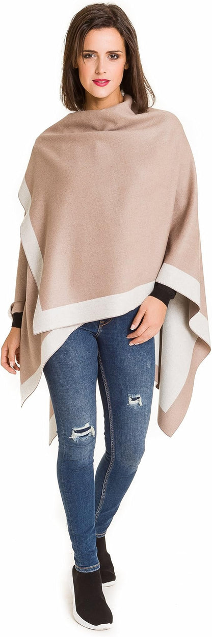 Women's Shawl Wrap Poncho Ruana Cape Cardigan Sweater Open Front for Travel Flight Cruises