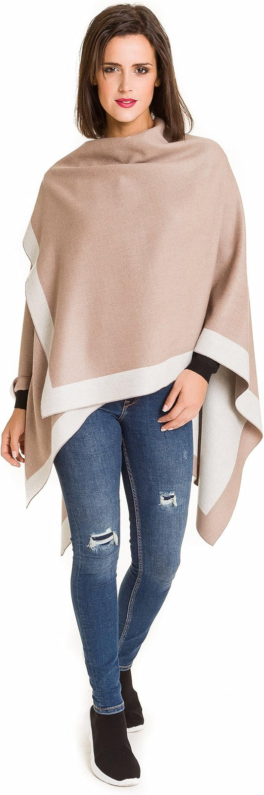 Women's Shawl Wrap Poncho Ruana Cape Cardigan Sweater Open Front for Travel Flight Cruises