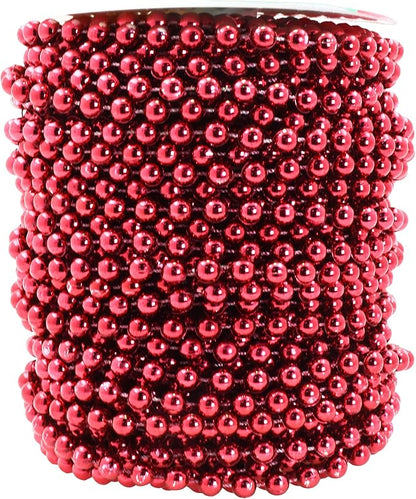 Mandala Crafts 6mm Faux Blue Pearl Beads Roll - 27 Yards Strand of Fake Pearls Chain Garlands Spool String for Christmas Tree, Wedding, Party, Vases, DIY Decoration