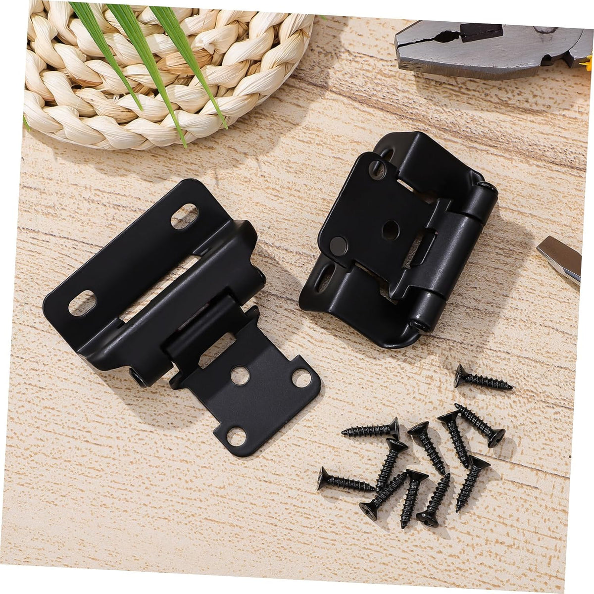 Mipcase 3sets Overlay Cabinet Hinges Soft Close Function Self-Closing Design for Kitchen Cabinets Easy to Install Semi-Concealed Hinges for Decor