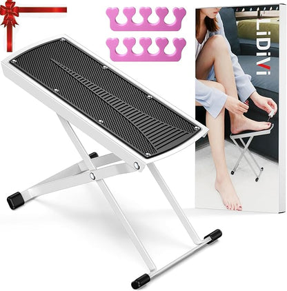 Pedicure Foot Rest, Adjustable Foot Stand with Non-Slip, Toe Separator - Easy at Home, No More Bending or Stretching, Beauty Pedicure Kit (White)