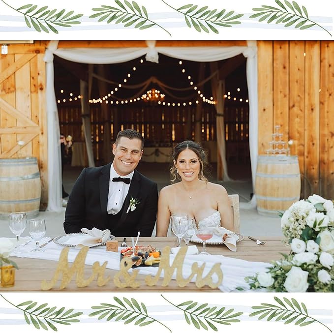 Mr and Mrs Tabletop Wedding Decoration - Wooden Freestanding Letters for Photo Props - Golden Glitter Decor Gift for Bridal Shower Anniversary Party