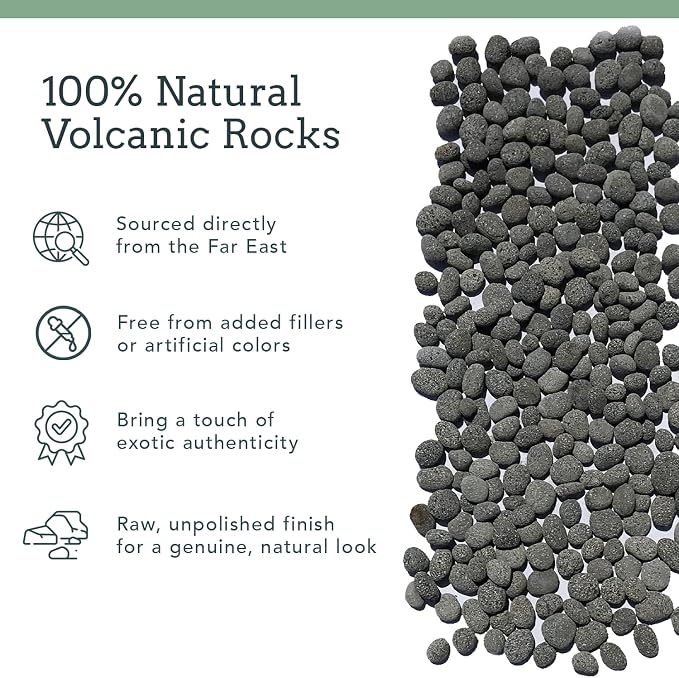 Black Lava Rocks for Fire Pit, Gas Fireplace Rocks, 1 to 2 Inch, 20 lbs