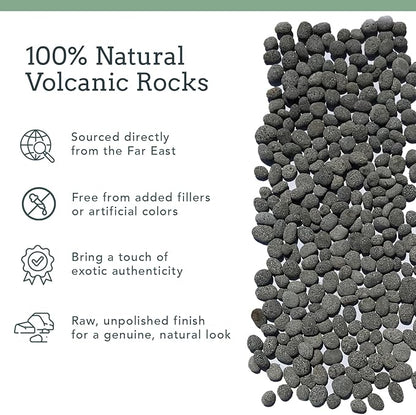 Black Lava Rocks for Fire Pit, Gas Fireplace Rocks, 1 to 2 Inch, 20 lbs