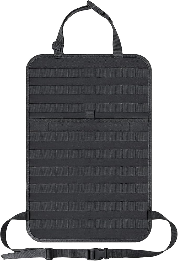 IronSeals Car Seat Back Organizer, Tactical Molle Panel Sag Proof Vehicle Seat Cover Protector Nylon Car Seat Back Hanger Bag Pad
