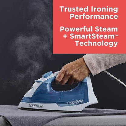 BLACKDECKER Easy Steam Compact Iron for Clothes, Automatic Shutoff, Nonstick Plate, Light Weight, 1200 Watts