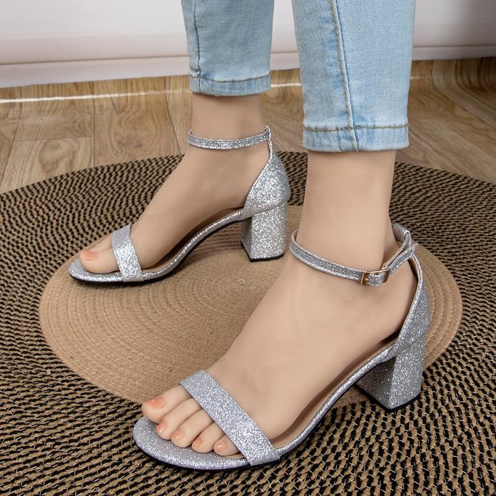 qibusleen Women's Two Strap Heeled Sandals Black Suede Ankle Strappy Dress Heels for Women Open Toe 2 Inch Low Block Noiseless Heel Summer Wedding Party Work Sandal Shoes