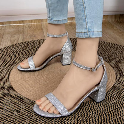 qibusleen Women's Two Strap Heeled Sandals Black Suede Ankle Strappy Dress Heels for Women Open Toe 2 Inch Low Block Noiseless Heel Summer Wedding Party Work Sandal Shoes
