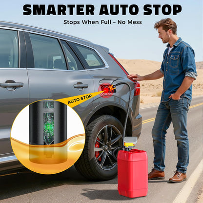 DIYtoolifz Cordless Fuel Transfer Pump with Auto-Stop, 3.2 GPM Flow Portable Fuel Pump Compatible with DeWalt 20V & Milwaukee 18V Batteries, with 41'' Hose, 3 Adapters for Diesel, Gasoline (Bare Tool) (box damaged)