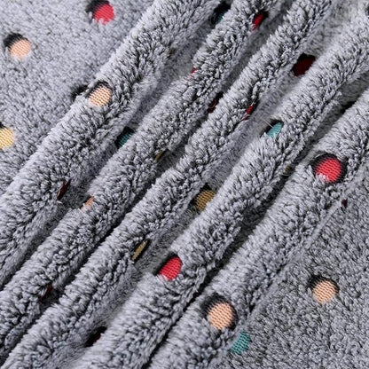 Dog Blanket with Colorful Dots Warm Soft Fuzzy Pets Blankets Small Medium Large Dogs Cats Reversible Pet Blanket Washable Couch Bed Protector Cover, Grey, 16" x 24"