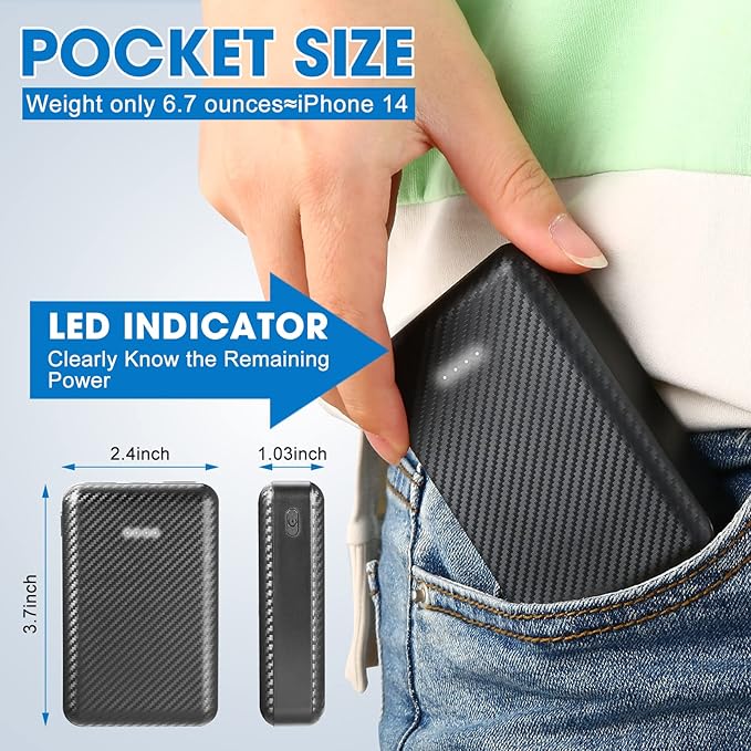 Heated Vest Battery Pack, 5V 2A 10000 mAh Power Bank for Heated Vest Heated Jacket, Dual USB Heated Vest Battery Charger, Battery Phone Charger for iPhone, Android