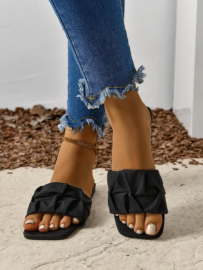 GORGLITTER Women's Summer Cute Flat Sandals Dress Slide Sandals Square Toe Wedding Shoes Vacation Trendy Sandals 2026.