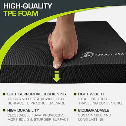 ProsourceFit Exercise Balance Pad  Non-Slip Cushioned Foam Mat & Knee Pad for Fitness and Stability Training, Yoga, Physical Therapy 15.5�x12.75�