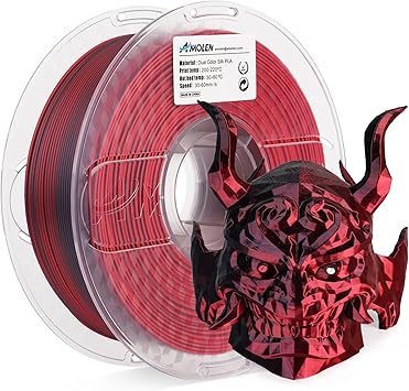 AMOLEN Silk PLA 3D Printer Filament, Silk Dual Color Red Black PLA Filament 1.75mm, Shiny Coextrusion PLA Filament, Color Change 3D Printing Filament 1KG2.2lb