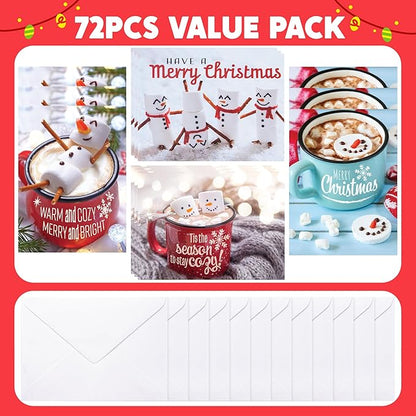 JOYIN 72 PCS Christmas Holiday Greeting Cards with Envelopes for Winter Xmas Season Merry Christmas Cards, Winter Animal Collection, Wintertime Gifts Cards