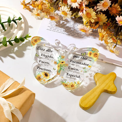 Shellwei Spanish Christian Acrylic Gift for Women Religious Church Gift with Bible Verse Regalos Cristianos Para Mujer Bible Prayer Present for Women Christmas Birthday Inspirational(Novelty)