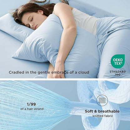 Bedsure Cooling Sheets Queen Size, Cooling Bedsheets for Hot Sleeper, Chill Cool Sheet, Deep Pocket Up to 17.5 Inches, Soft  Breathable Bedsheets, 4 Pieces, Blue