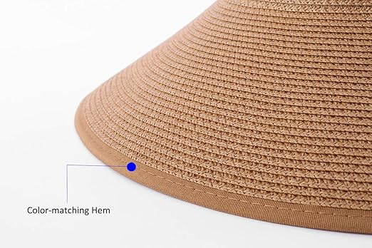 Women Sun Visors Foldable Straw Hats Summer Beach Packable Hat Floppy Wide Brim Cap Deep Style, Adjustable Size