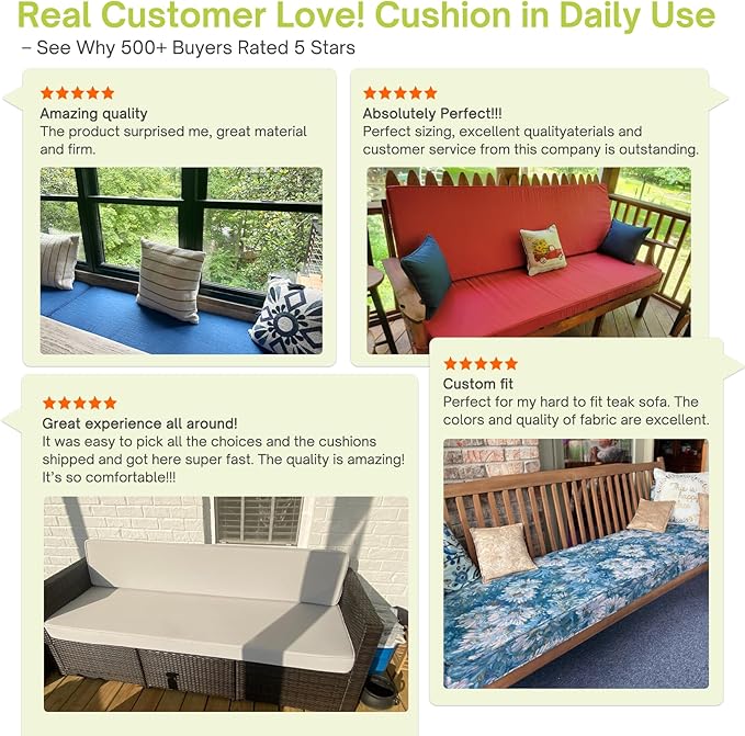 Custom Size Bench Cushion,Custom Bench Cushion for IndoorOutdoor Furniture,Durable Outdoor Waterproof Seat Cushions,Comfortable and Highly Resilient Patio Furniture Cushion