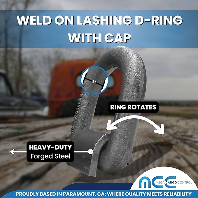 Heavy Duty Weld-On Forged D Ring, 1" (Long) D-Ring Trailer Tie Down Anchor for Truck, RV, Cargo - MBS: 45000 Lbs, 2 Pack