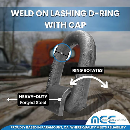 Heavy Duty Weld-On Forged D Ring, 1" (Long) D-Ring Trailer Tie Down Anchor for Truck, RV, Cargo - MBS: 45000 Lbs, 2 Pack