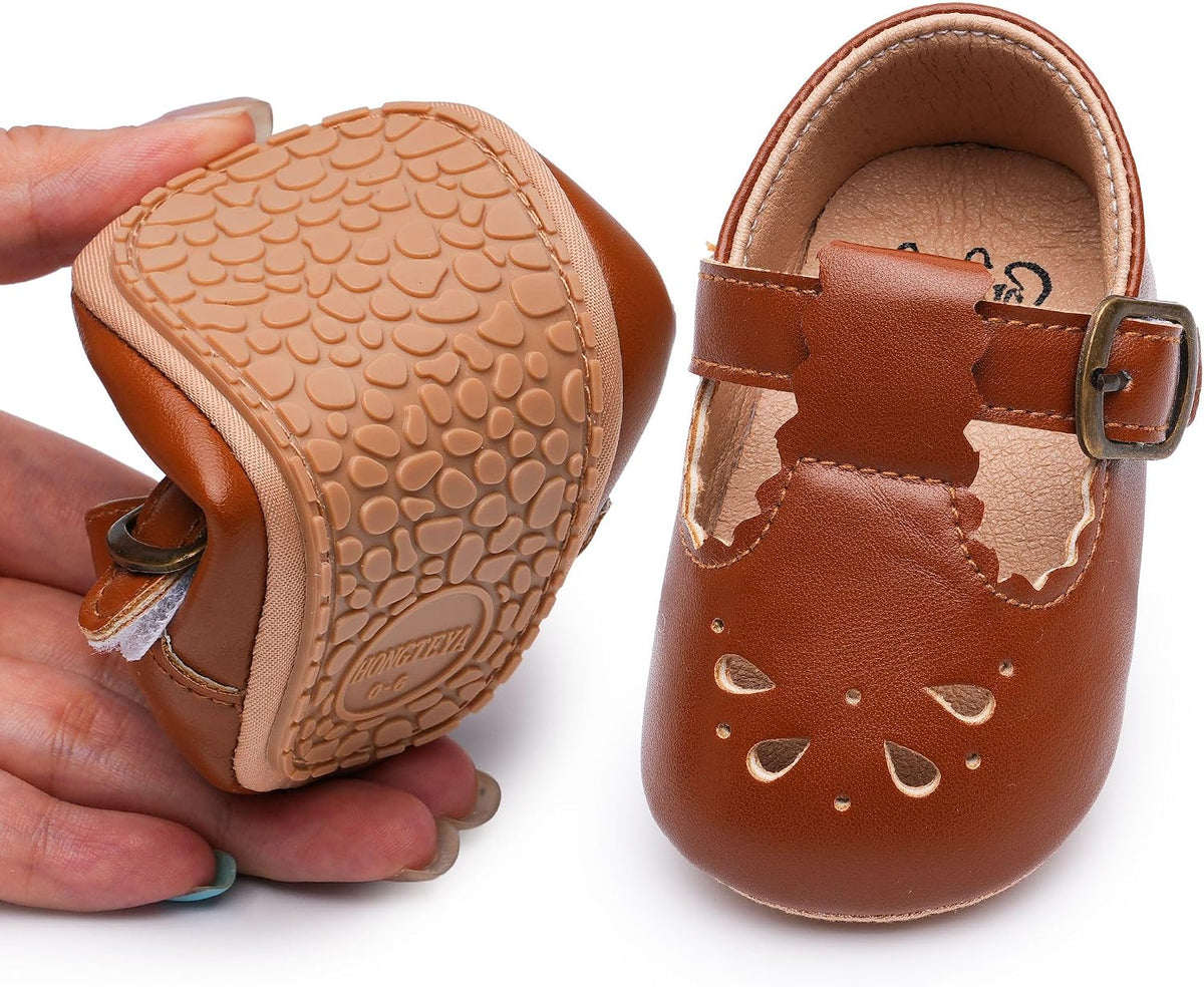 Infant Baby Girls Mary Jane Flats Non Slip for Toddler First Walkers Soft Sole PU Leather Crib Shoes Sneaker Wedding Party Christmas Princess Dress Shoes Baby Moccasins Girls