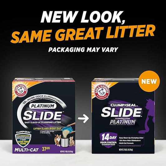 ARM  HAMMER Clump  Seal SLIDE Platinum Multi-Cat Clumping Litter, Easy Clean, Superior Odor Control, 37 Lbs