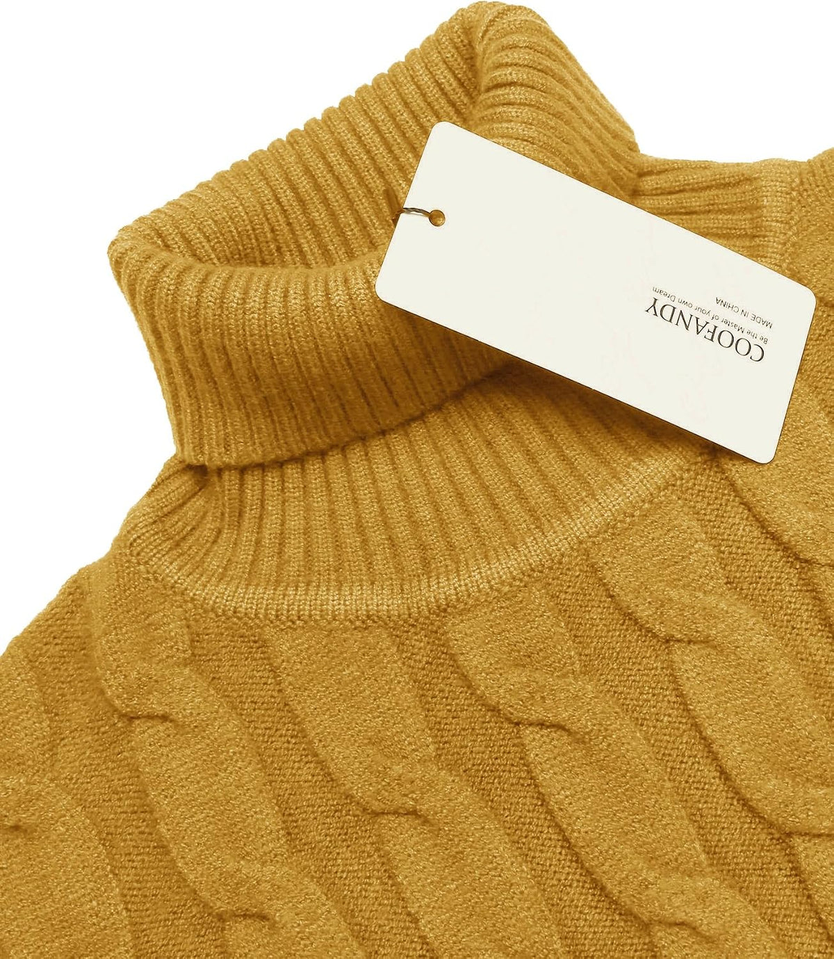 Orange Color COOFANDY Men's Slim Fit Turtleneck Sweater Casual Twisted Knitted Pullover | Turtleneck Design, Cable Knit Texture with Ultra Stretch, Slim Fit Thermal, Business Casual Office Wear, Fall Winter Clothing