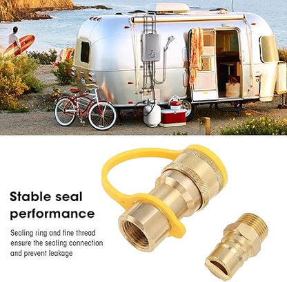 3pcs Gas Quick Connect Fittings, Gas Fittings Brass Gas Quick Connect Adapter Kit for Rv Trailer Van