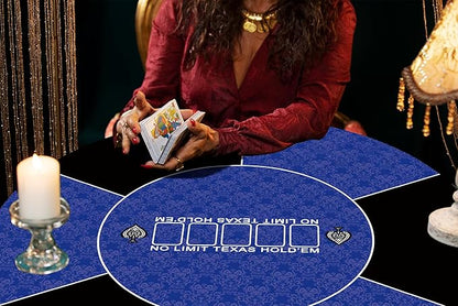 39 inch Round Poker Mat for Texas Holdem Portable Poker Table Top with Art Deco Layout Print Smooth Surface Players Game for Games Everywhere