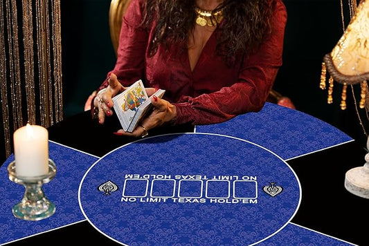 39 inch Round Poker Mat for Texas Holdem Portable Poker Table Top with Art Deco Layout Print Smooth Surface Players Game for Games Everywhere