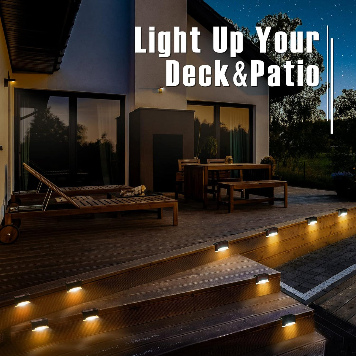 Led Solar Deck Lights, 16 Pack Waterproof for Outdoor Stairs, Step, Fence, Railing, Yard and Patio (Warm White)