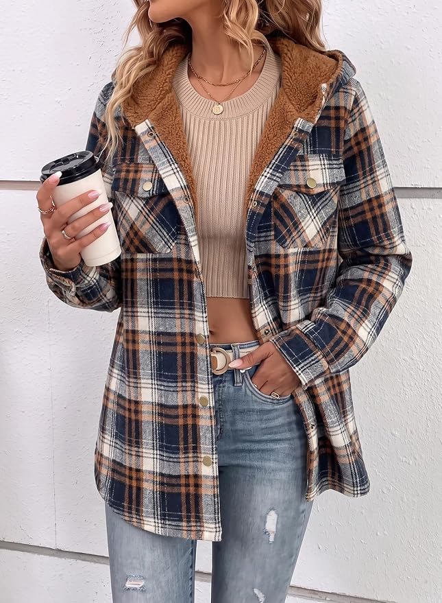 Warm, versatile plaid shacket from Dokotoo perfect for all-season style.
