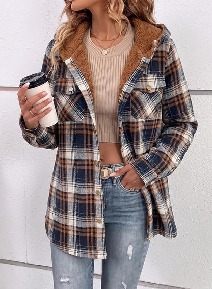 Warm, versatile plaid shacket from Dokotoo perfect for all-season style.