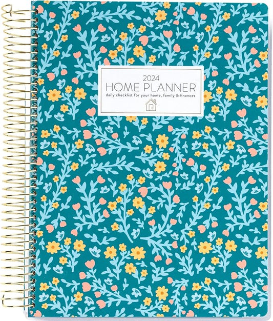 Home Planner 2024 (Floral) | Work from Home Planner w/Stickers | Daily Checklist | Monthly Budget Worksheet | Monthly Calendar Layout | Vacation Checklist | Coil Binding | Poly Laminated Cover…